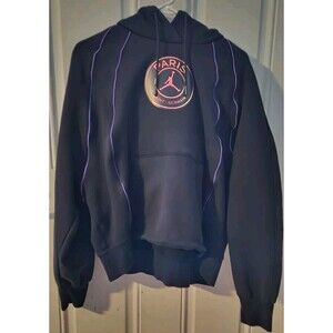 Nike Air Jordan Paris Saint Germain Womens Sz L Boxy Cropped Heavyweight Hoodie